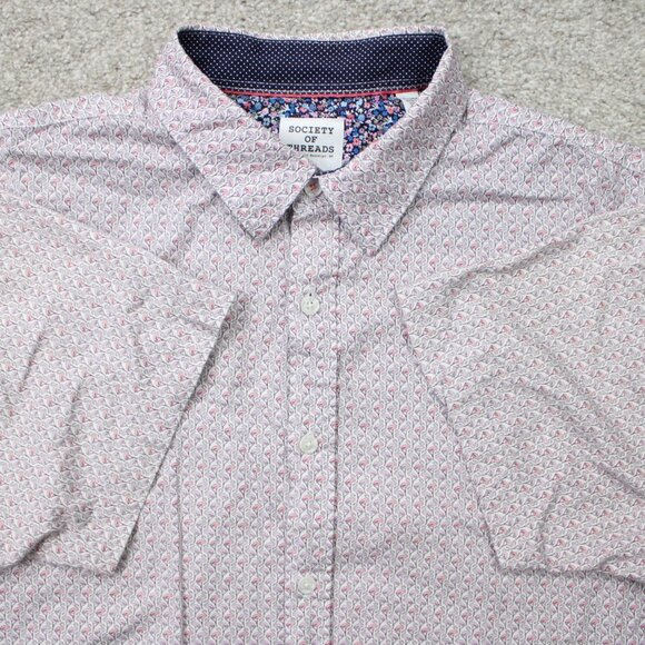 Society of Threads Hybrid AOP Shirt Mens XL Pink Flamingos All Over Print S/S - Picture 1 of 13